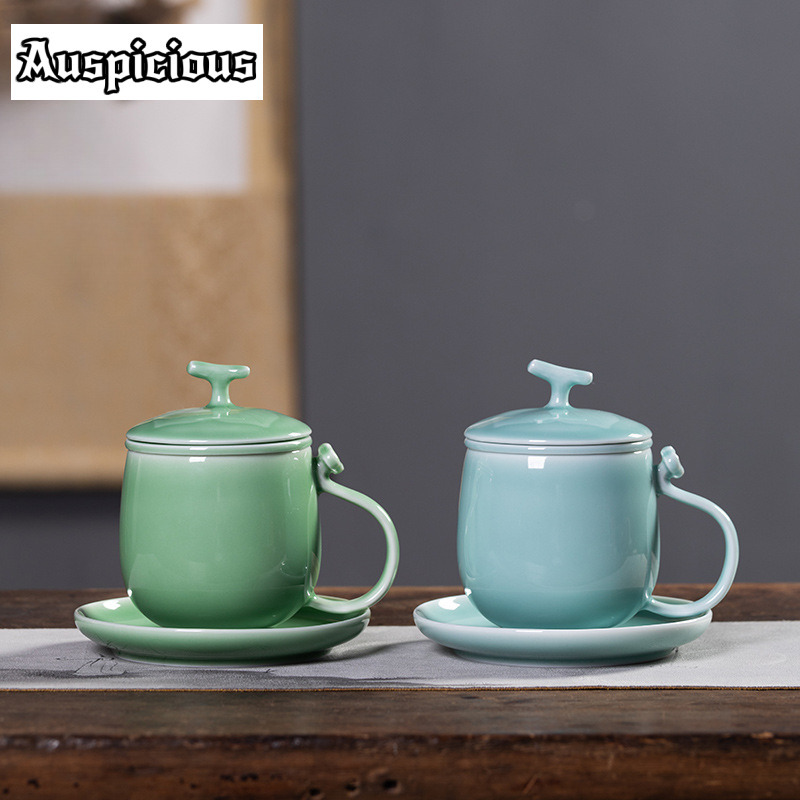 Celadon Ceramic Cup - 400ml Azure Longquan Celadon Filter Thee