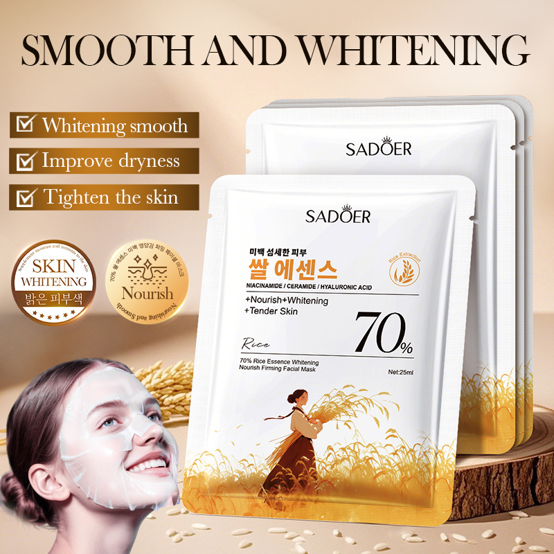 Sheet Mask Collagen - SADOER Witte Rijst Whitening Gezichtsmaskers Hydraterende